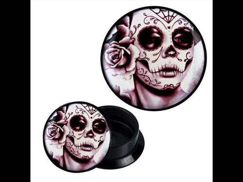 Schraub Plug Acryl Frauenkopf Totenkopf MakeUp Rose Piercing Ohrschmuck