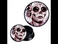 Load image into Gallery viewer, Schraub Plug Acryl Frauenkopf Totenkopf MakeUp Rose Piercing Ohrschmuck
