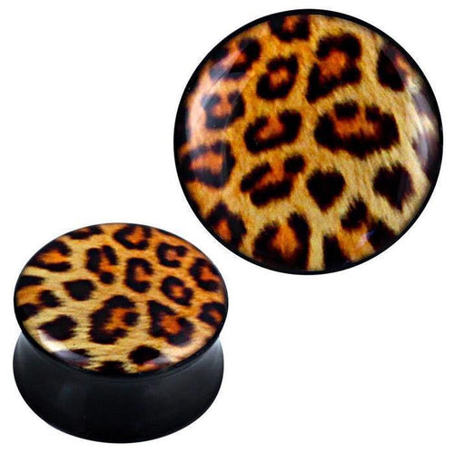 Plug Acryl Leo Muster gelb braun schwarz Expander Piercing Ohrschmuck