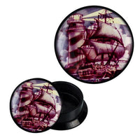 Load image into Gallery viewer, Schraub Plug Acryl Schiff Leuchtturm Segel lila braun Piercing Ohrschmuck

