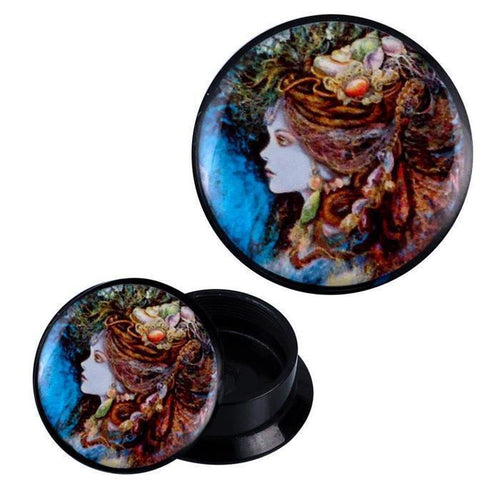 Schraub Plug Acryl Frauenkopf Frisur Perlen Muscheln Zweige Piercing Ohrschmuck