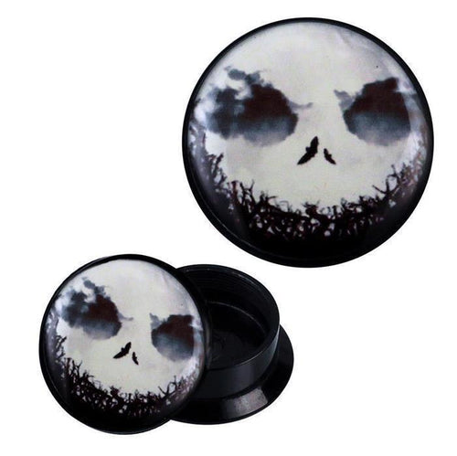 Schraub Plug Acryl Gespenst Gesicht Wolken Vögel Äste Piercing Ohrschmuck
