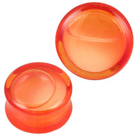 Load image into Gallery viewer, Plug Acryl durchsichtig orange rot Flüssigkeit gefüllt Sand Piercing Ohrschmuck
