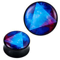 Load image into Gallery viewer, Plug Acryl weiß blau lila Dreieck schwarz Piercing Ohrschmuck
