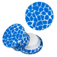 Load image into Gallery viewer, Schraub Plug Acryl weiß und blaues Mosaik Piercing Ohrschmuck

