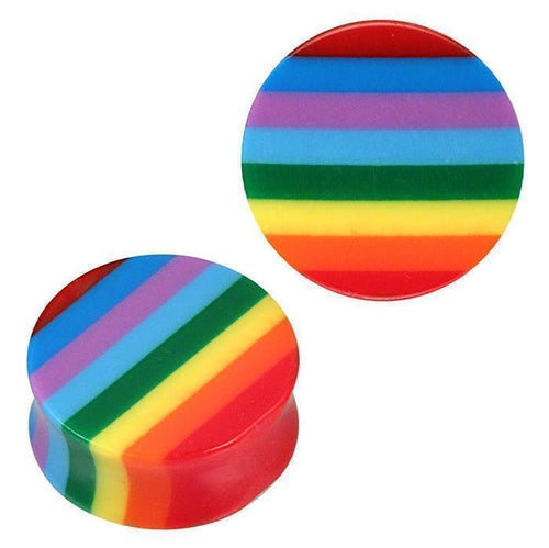 Plug Acryl Streifen Regenbogen Farben Piercing Ohrschmuck