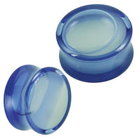 Load image into Gallery viewer, Plug Acryl transparent blau Flüssigkeit gefüllt Sand gelb Piercing Ohrschmuck
