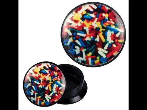 Schraub Plug Acryl bunte Zuckerstreusel Stäbchen Piercing Ohrschmuck