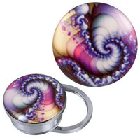 Load image into Gallery viewer, Schraub Plug Tunnel silbern Edelstahl bunte Spiralen Acryl Piercing
