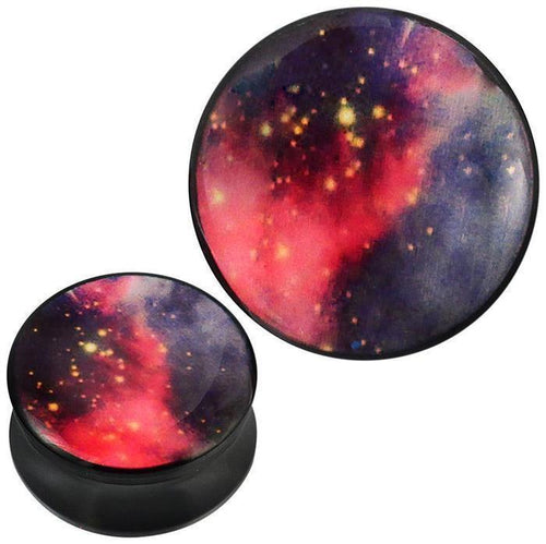Plug Acryl Sternenhimmel gelb lila rosa schwarz Piercing Ohrschmuck