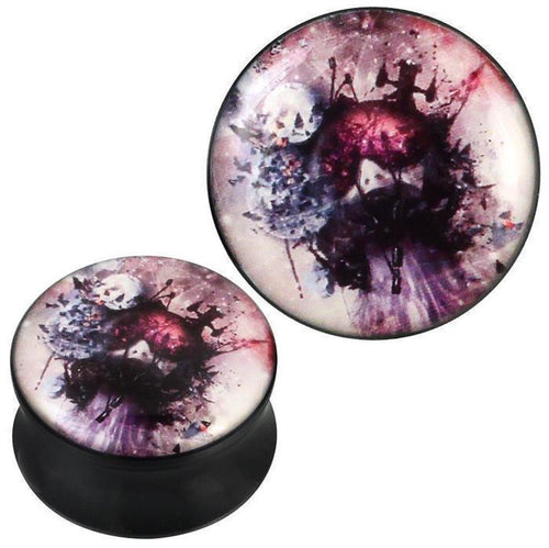 Plug Acryl moderne Kunst lila pink grau schwarz Piercing Ohrschmuck