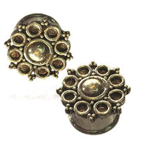 Load image into Gallery viewer, Brass Tunnel Plug Kreise Punkteränder antik golden Messing Expander Schmuck
