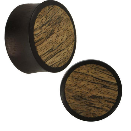 Holz Plug Eisenholz schwarz helles Inlay Maserung dunkel Tribal Piercing