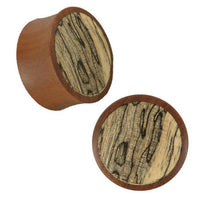 Load image into Gallery viewer, Holz Plug Holz rotbraun helles Inlay Maserung dunkel Tribal Piercing
