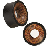 Load image into Gallery viewer, Holz Tunnel Eisenholz schwarz Kokosholz Inlay Punkte Maserung Tribal Piercing
