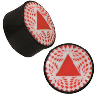 Load image into Gallery viewer, Plug Horn rot weiße Gravur schwarz Dreieck Dreiecke überlappend Piercing Tribal
