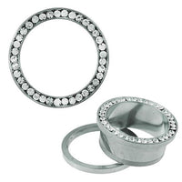 Load image into Gallery viewer, Glitzer Tunnel silbern Kristall Inlay Edelstahl Plug Expander Piercing Chirurgenstahl
