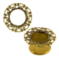 Load image into Gallery viewer, Brass Tunnel Seil Spiralbögen Kreise Punkte antik gold nickelfrei Plug Messing Expander Ohrschmuck
