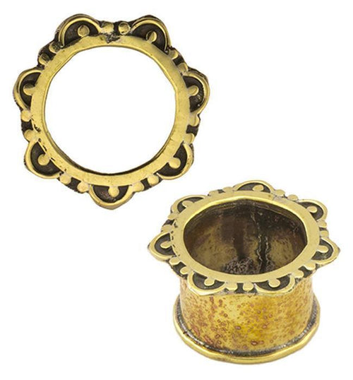 Brass Tunnel Bogen Punkte Doppelpunkte antik gold nickelfrei Plug Messing Expander Schmuck