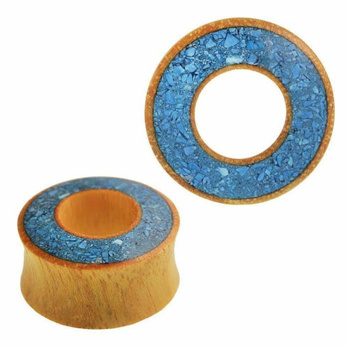 Holztunnel Jackfrucht Rim breit crushed Türkis Tunnel double flared Handarbeit