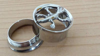 Load image into Gallery viewer, Edelstahl Tunnel Plug Schraubplug dünn silbern Eidechse Gecko double flared
