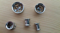 Load image into Gallery viewer, Edelstahl Tunnel Plug Schraubplug dünn silbern Eidechse Gecko double flared
