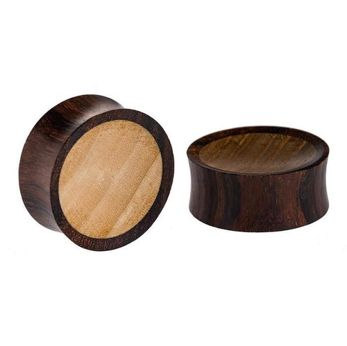 Krokodilholz dreifarbig Holz Plug handgeschnitzt Sonoholz Teakholz Flesh Tunnel