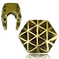 Load image into Gallery viewer, Tribal Plug antik golden Messing Expander Lebensblume zum Einh&auml;ngen Ohrgewicht
