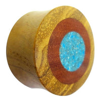 Load image into Gallery viewer, Plug Ringe crushed Türkis Sawoholz Teakholz double flared
