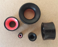 Load image into Gallery viewer, Flesh Plug Eisenholz Holz dunkel double flared pink Resin Inlay Ohr Piercing
