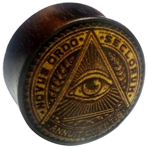 Flesh Plug Allsehendes Auge der Vorsehung Holz Sonoholz Jackfrucht double flared