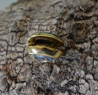 Load image into Gallery viewer, Plug Ohrgewicht Messing Paua zum Einhängen Tropfen gold
