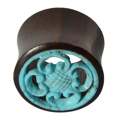 Holz Tunnel Sonoholz Resin Türkis Inlay Spiralbögen Blume