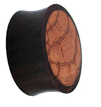 Load image into Gallery viewer, Tribal Holz Plug gefüllt Mangoholz Maserung braun dunkel
