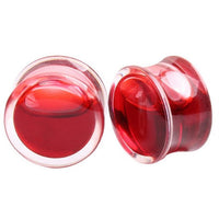 Load image into Gallery viewer, Plug Acryl transparent Flüssigkeit dunkelrot Blut
