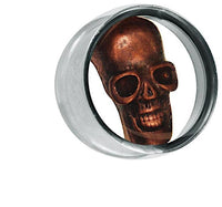 Load image into Gallery viewer, Plug Tunnel silbern Edelstahl kupferfarben Metall Skull Acryl transparent Piercing
