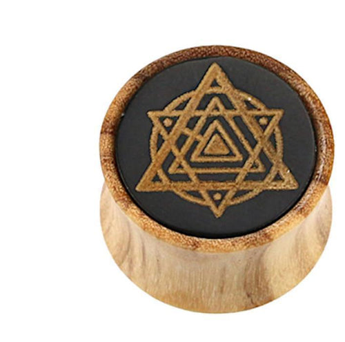 Olivenholz Horn Inlay Flesh Plug Symbol Dreiecke
