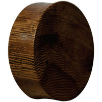 Load image into Gallery viewer, The Flesh Plug Holz Parasitholz braun double flared is a round, smooth, dark brown organic plug with visible natural grain patterns, displayed against a white background.
