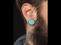 Load image into Gallery viewer, Holz Plug Sonoholz türkis schillernd Inlay Resin hellblau double flared
