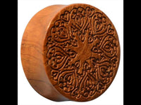 Load image into Gallery viewer, Holz Teakholz Plug Ornament braun double flared
