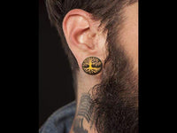 Load image into Gallery viewer, Holz Plug Baum des Lebens Yggdrasil gold double flared
