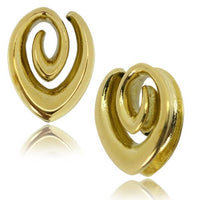 Load image into Gallery viewer, Saddle Plug Flesh Tunnel Messing gold Tropfen Spirale
