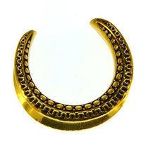Load image into Gallery viewer, Saddle Plug Flesh Tunnel Edelstahl gold PVD Ohrgewicht

