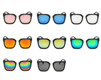 Load image into Gallery viewer, Sonnenbrille Cateye kantig 400UV Metallsteg schwarz bunt verspiegelt
