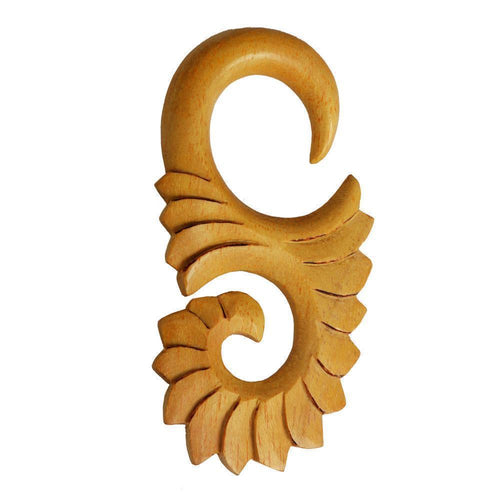 Piercing Holz Jack fruit wood Abstrakt S-Form Ohrstecker Expander handgeschnitzt