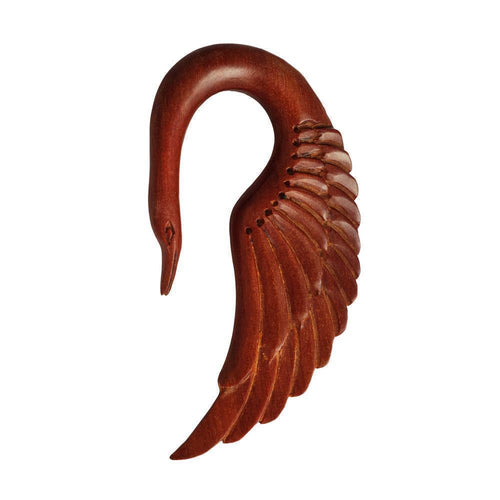 Piercing Holz red sawo wood Schwan Tribal earring Expander handgeschnitzt