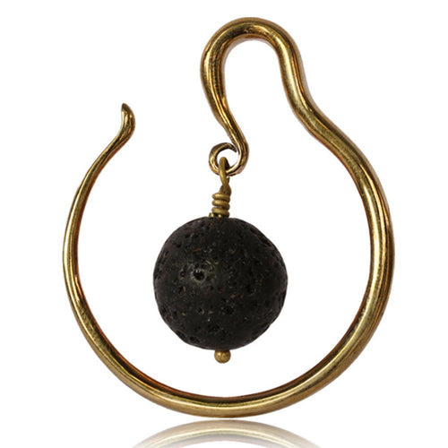 Ohr Piercing Brass gold antik Stein Kugel Lavastein Bogen 1.2mm 4mm 6mm