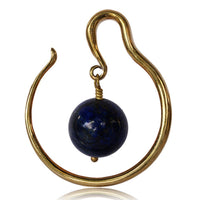Load image into Gallery viewer, Ohr Piercing Brass gold antik Stein Kugel Lapis Lazuli Bogen 1.2mm 4mm
