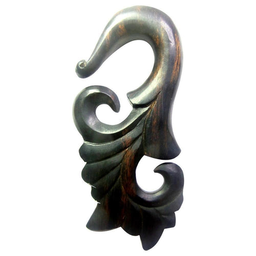 Sonoholz Piercing Holz Waves Hook 8mm Dehnspirale Dehnschnecke braun schwarz