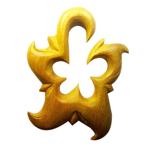 Jackfrucht Holz hell Lobe Piercing Blüte Hook 10mm